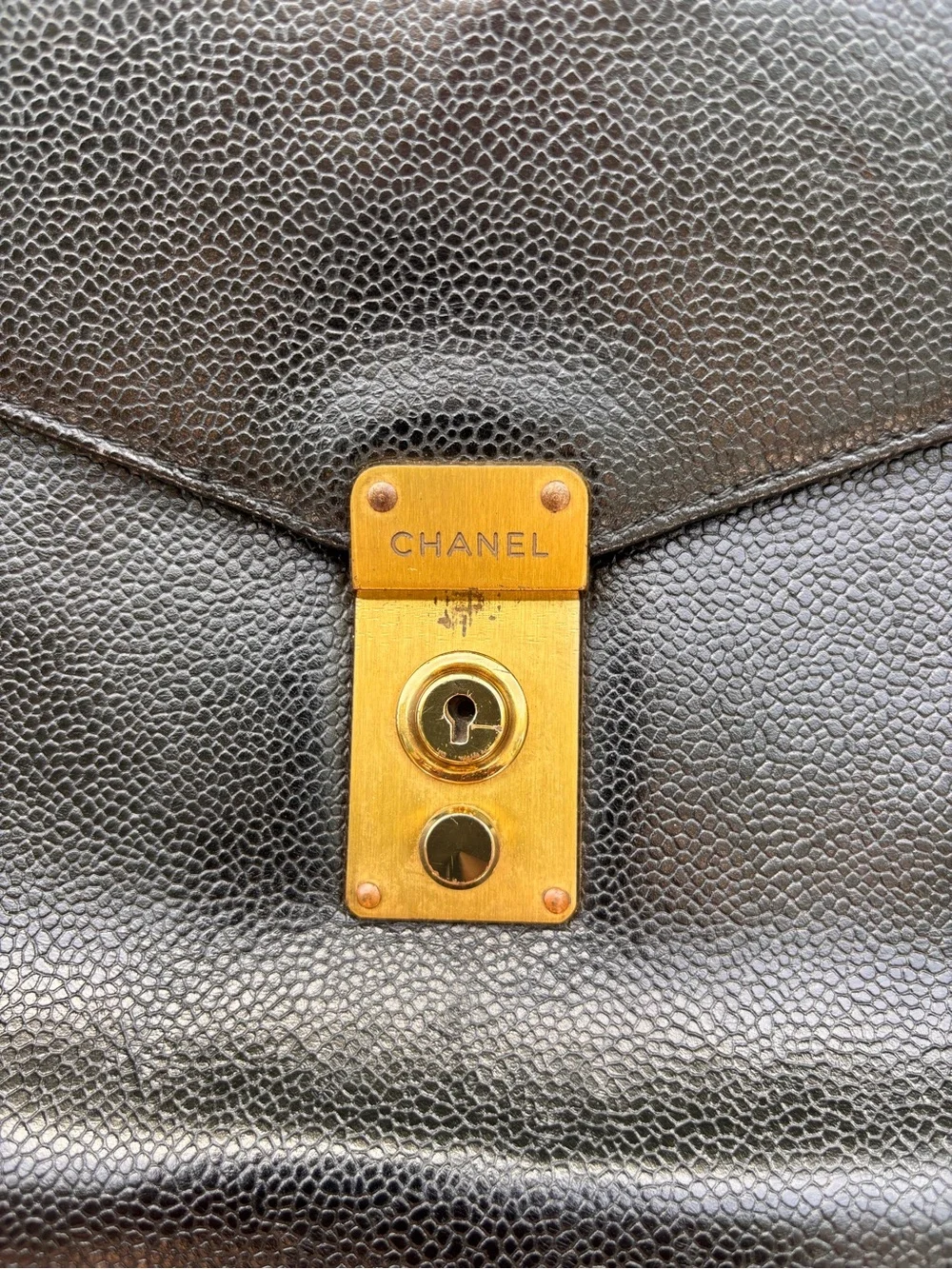 Authentic CHANEL black caviar leather business laptop briefcase bag